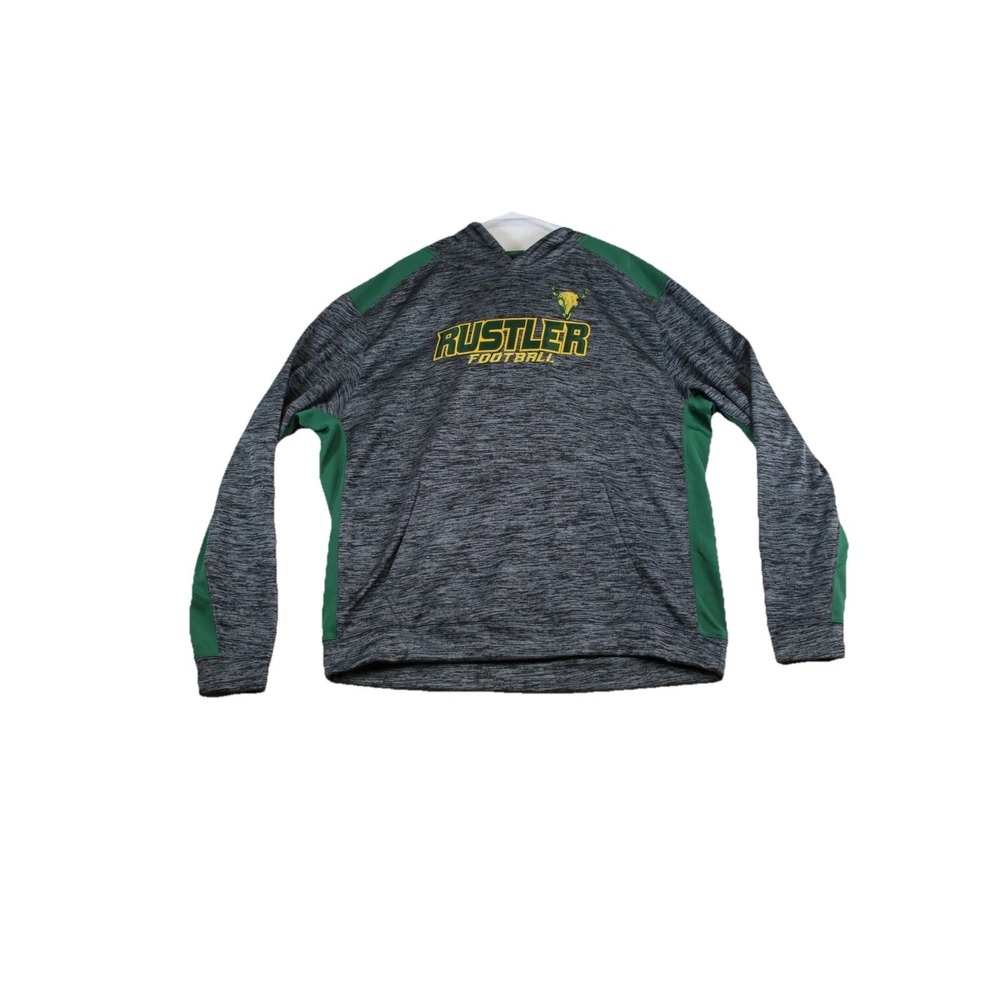 X-Grain Hoodie Mens 3X Gray Space Dye Rustler Football Graphic Kangaroo Pocket